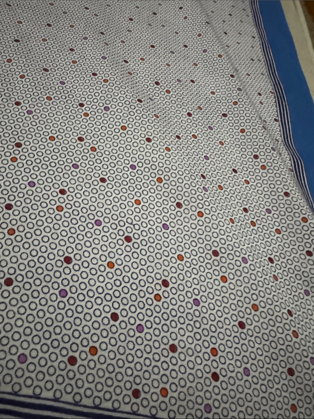 Vintage Cotton Scarf-White & Blue/Retro Dot Print-Square-EUC - Picture 14 of 14